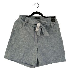New York & Company - Women’s 6” Madie Professional Shorts with Tie (Blue, 8)